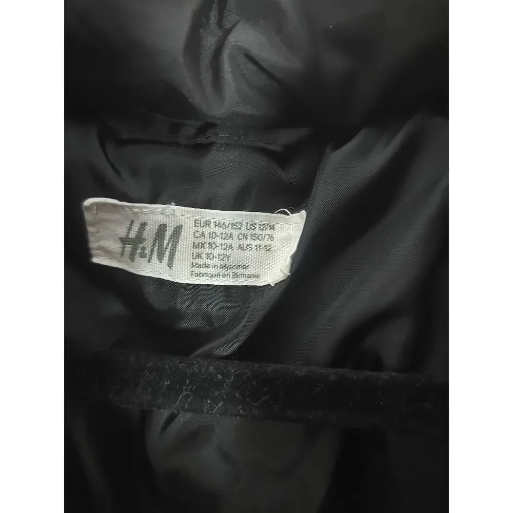 H&M Quilted Puffer Vest Girls Youth 12-14 Black Winter School Ski Snowboarding